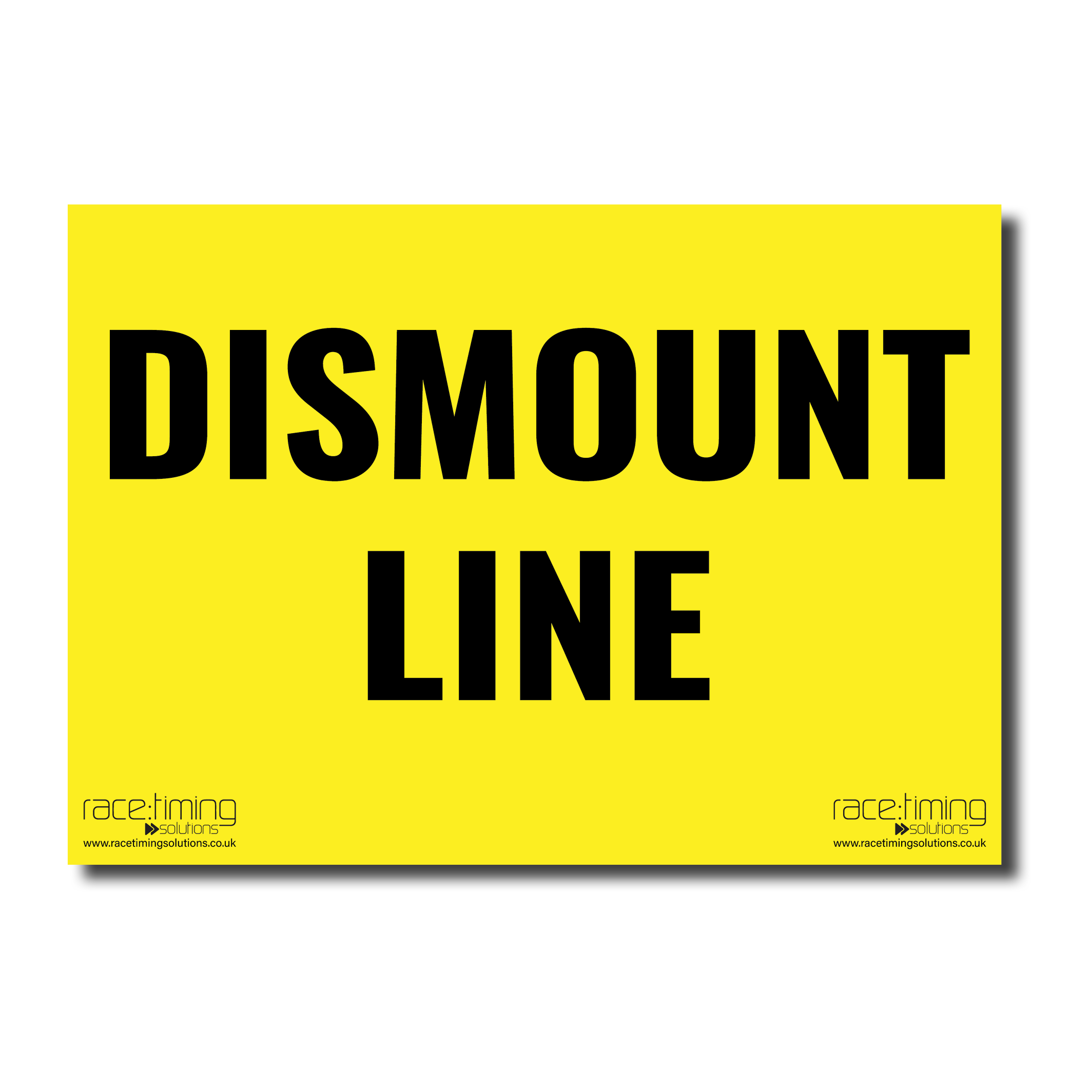 Yellow sign with 'Dismount Line' text