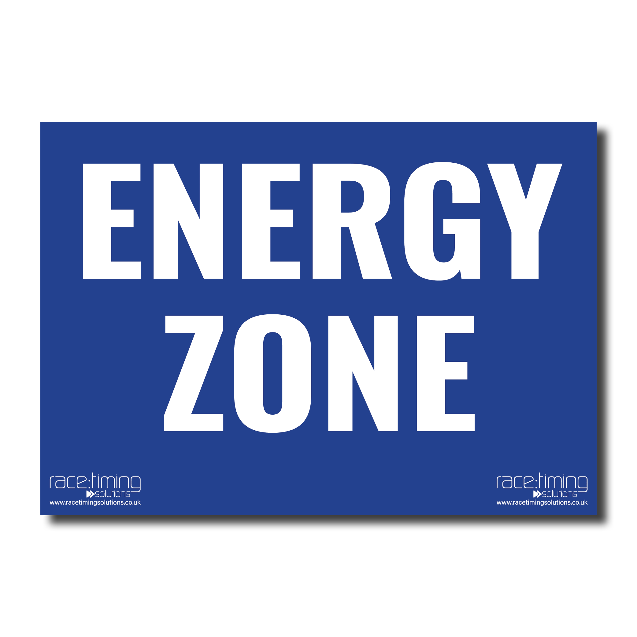 Blue sign with 'ENERGY ZONE'