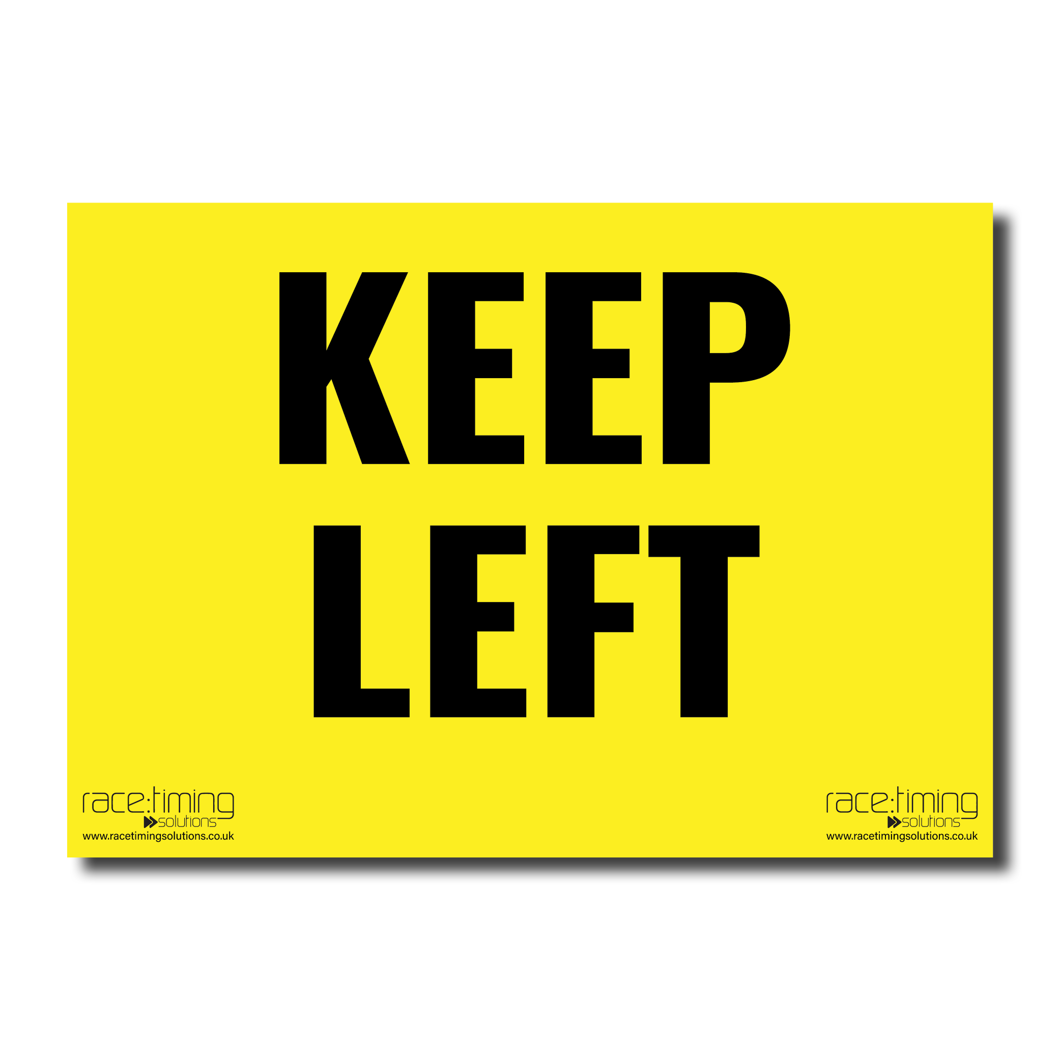 Yellow sign with black 'KEEP LEFT' text