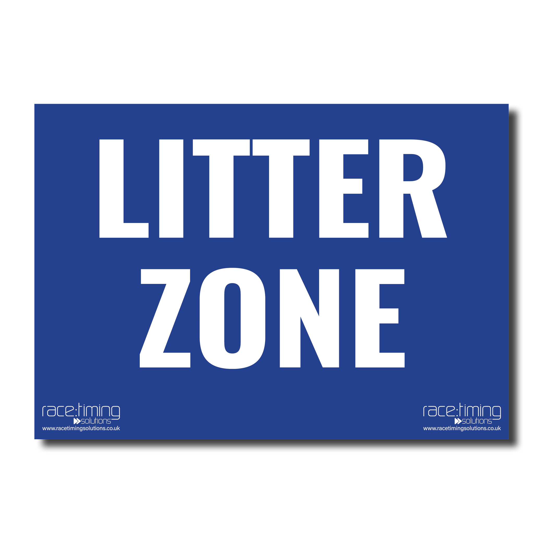 Blue sign with 'LITTER ZONE'