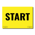 Yellow sign with black 'START' text