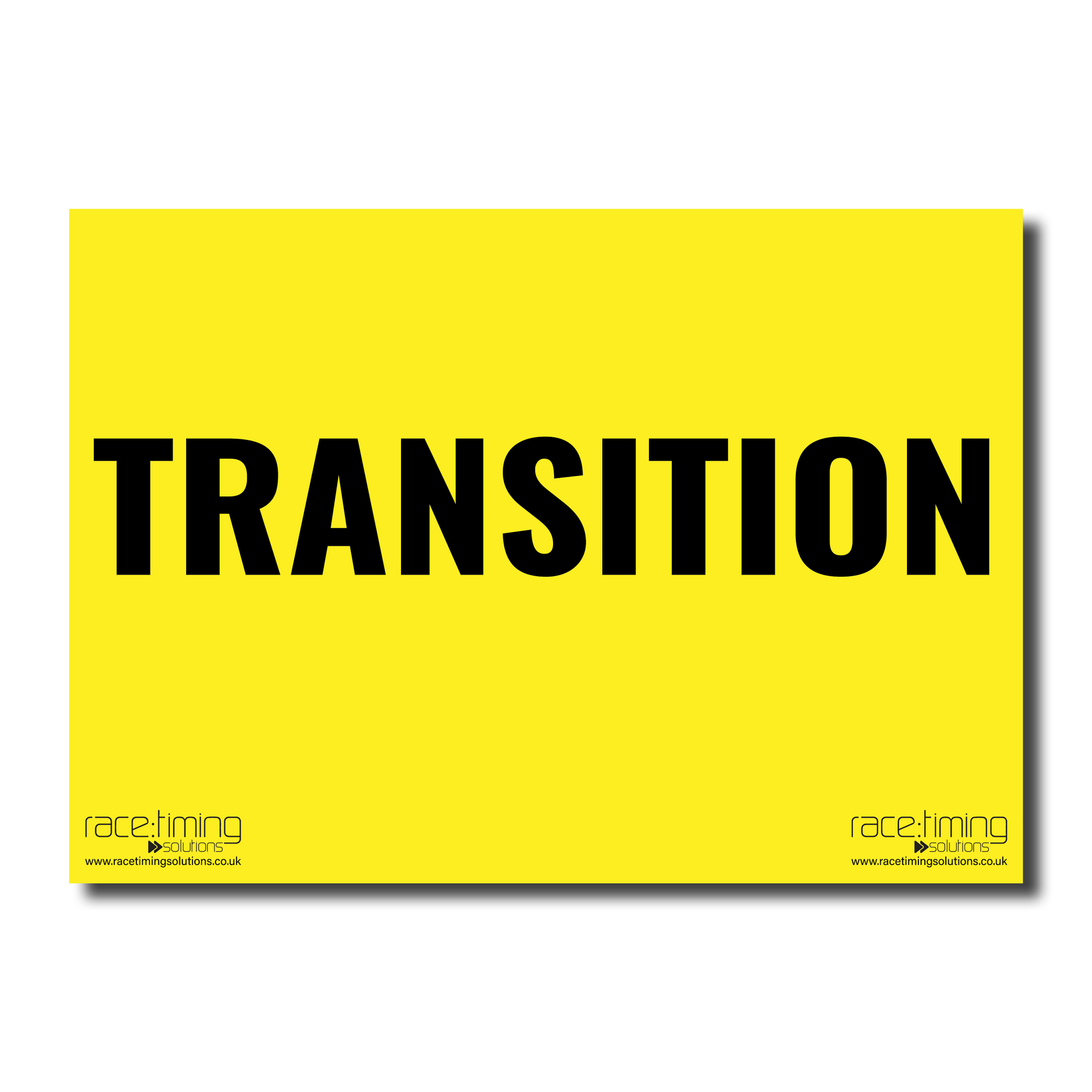 Yellow sign with black text reading 'TRANSITION'