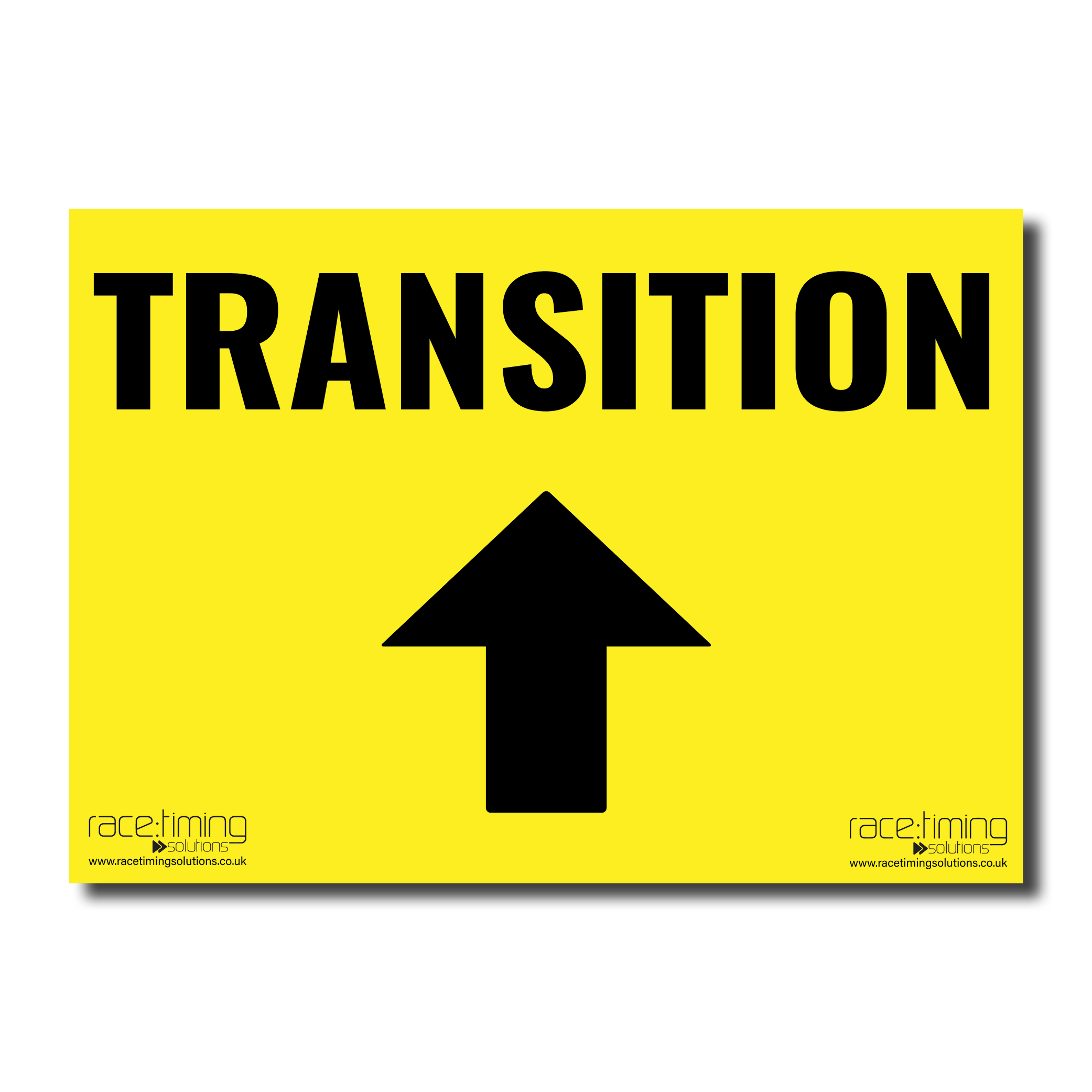 Yellow sign with 'TRANSITION' and a straight (up) arrow