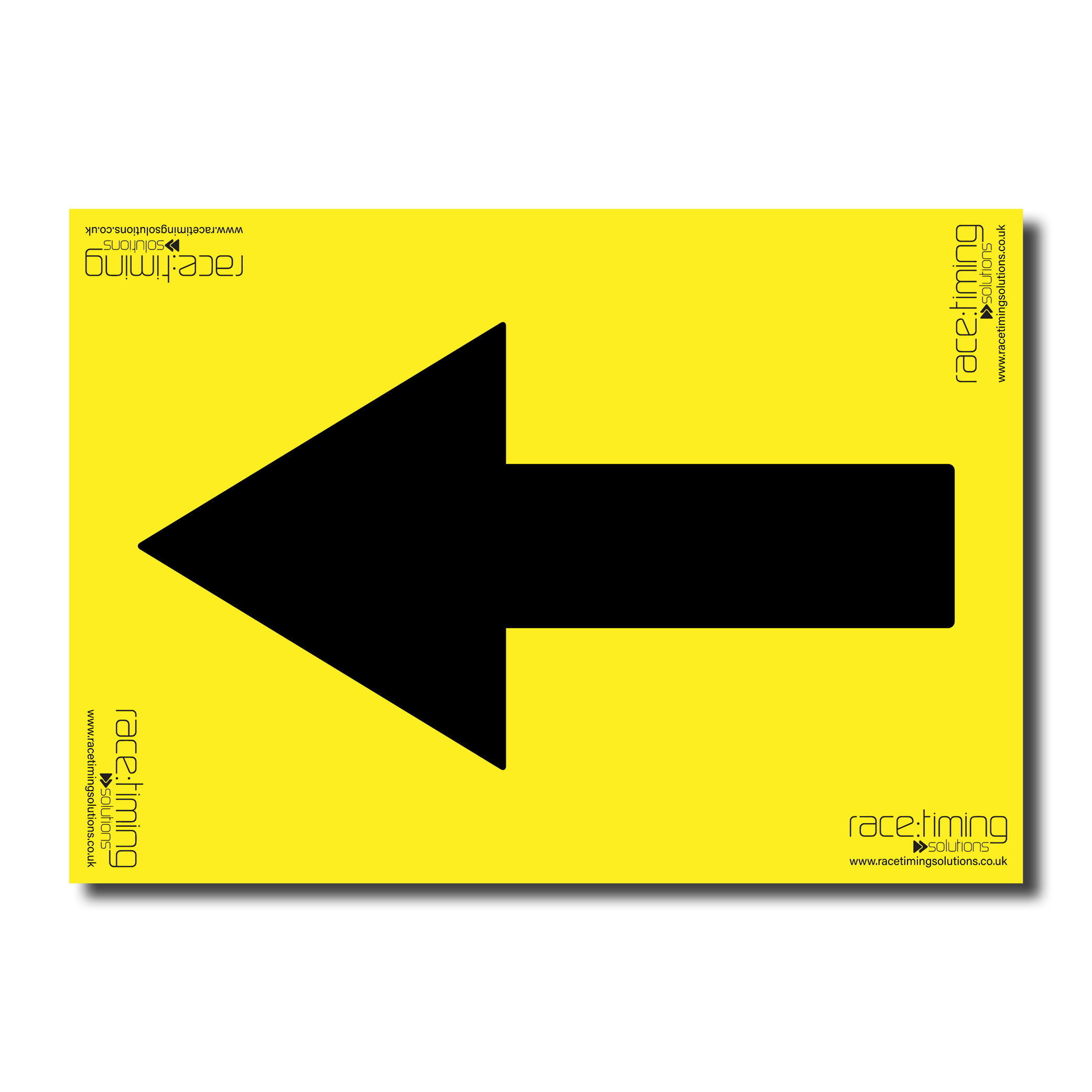 Yellow sign with a black arrow pointing to the right, can be used in all directions