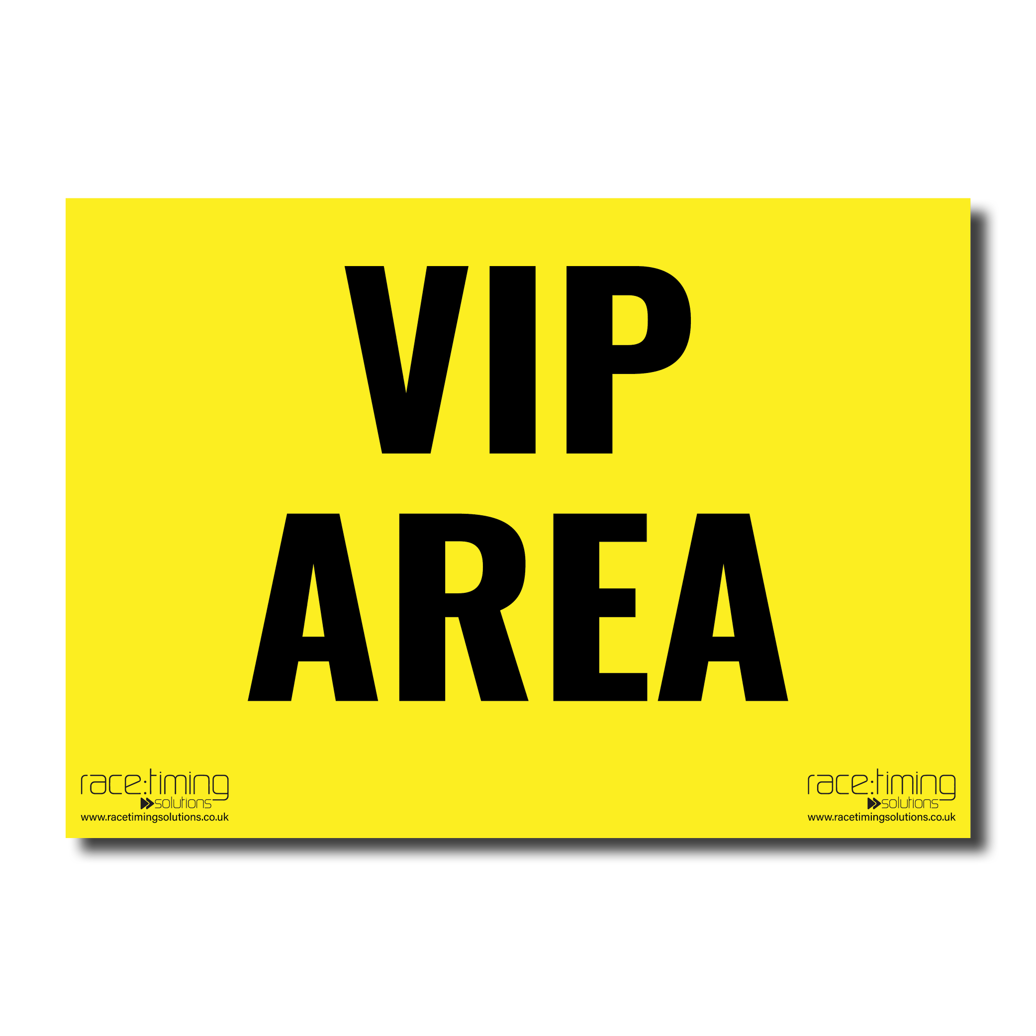 Yellow sign with black 'VIP AREA' text 