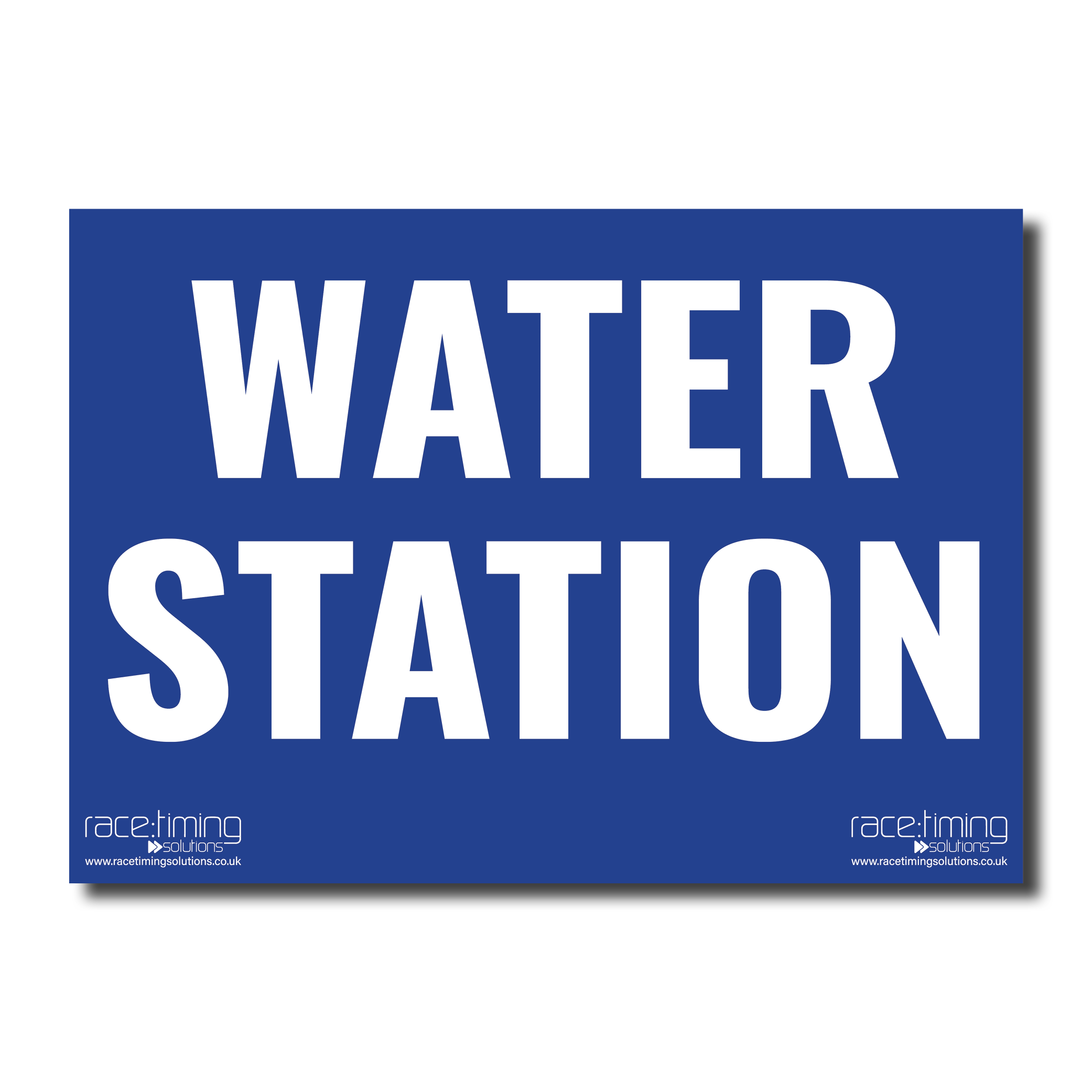 Blue sign with 'WATER STATION' text